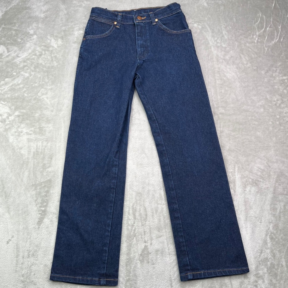 Wrangler Straight Leg Jeans Womens 14 Slim Dark Wash Blue Adjustable Waist Denim